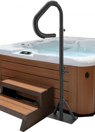 Hot Tub Handrail, 360 Rotatable Spa Side Handrail with 48"-63" Adjustable Height, Rust-proof Aluminum Spa Step Hot Tub Hand Rail with Slide-Under Mount Base for Indoor & Outdoor, 600LBS Capacity