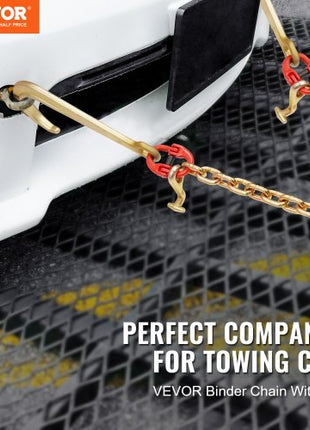 G80 V Bridle Chain, 3/8" x 2' Towing Chain Bridle with 15" J Hooks, T Hooks & Grab Hooks, Heavy Duty Transport Tow Chain Bridle with 7800 lbs Safe Working Load for Flatbed Truck Wrecker Recovery