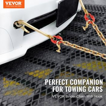 G80 V Bridle Chain, 3/8" x 2' Towing Chain Bridle with 15" J Hooks, T Hooks & Grab Hooks, Heavy Duty Transport Tow Chain Bridle with 7800 lbs Safe Working Load for Flatbed Truck Wrecker Recovery
