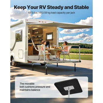 RV Slide Out Support Jack, 2 PCS Camper Slide-Out Leveling Jack, Powder-Coated Steel Support Jacks for RV, Camper, Travel Trailer, Supports Up to 1000lbs, Adjustable from 21.3 inch to 48 inch
