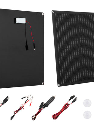 30W 12V Solar Panel Battery Charger, Solar Battery Trickle Charger Maintainer with Built-in Smart Controller & 3 Connection Cables, IP67 Waterproof Portable for RV Car Motorcycle Boat Van Camper