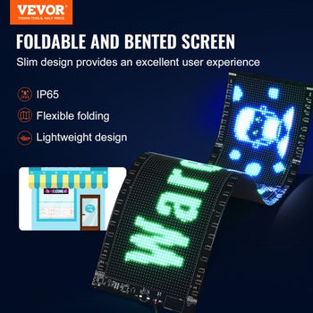 Programmable LED Sign, P5 Full Color LED Scrolling Panel, DIY Custom Text Animation Pattern Display Board, Bluetooth APP Control Message Shop Sign for Store Business Car Advertising, 32.9"x8"
