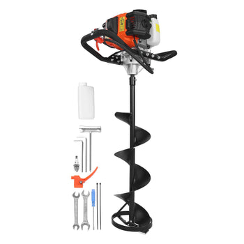 Gas Powered Ice Auger, 52CC 2-Stroke Ice Fishing Augers with 8" Steel Drill Bit, Cold-Resistant & Portable Post Hole Digger, Precise and Fast Drilling Powerhead for Winter Fishing Rescue