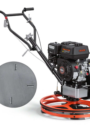 Power Trowel, 24 inch Concrete Finishing Machine with Float Pan, 5.5HP Engine, 4 Blades, Adjustable Pitch, Gas-Powered Walk-Behind Cement Surface Finisher for Smooth Floors, Construction Use