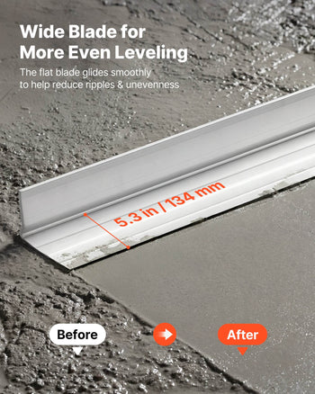 Concrete Screed Blade 12 ft Length Aluminum Alloy Board Leveling Tool, 5.3 in Wide Straight Edge, Wide Coverage, Replacement Surface Leveler for Driveway, Patio, Sidewalk, Garage Floor Finishing