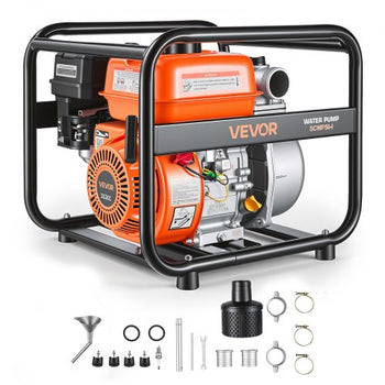 Gas Powered Water Pump, 2 in, 132 GPM 6.5HP Semi Trash Water Transfer Pump Portable, Gasoline Engine with 25 ft Discharge Hose, Heavy Duty Frame, Cast Iron Impeller, for Irrigation, Ponds, Pools
