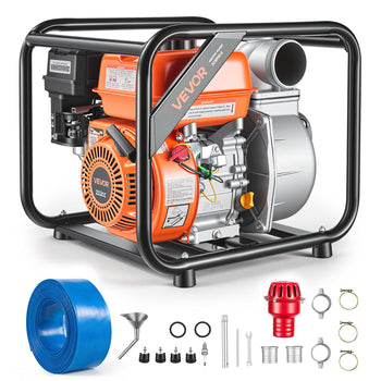 Gas Powered Water Pump, 3 in, 242 GPM 7HP Semi Trash Water Transfer Pump Portable, Gasoline Engine with 25 ft Discharge Hose, Heavy Duty Frame, Cast Iron Impeller, for Irrigation, Ponds, Pools