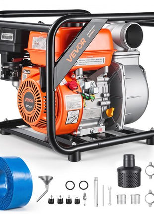 Gas Powered Water Pump, 3 in, 264 GPM 7HP Semi Trash Water Transfer Pump Portable, Gasoline Engine with 25 ft Discharge Hose, Heavy Duty Frame, Cast Iron Impeller, for Irrigation, Ponds, Pools