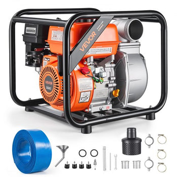 Gas Powered Water Pump, 3 in, 264 GPM 7HP Semi Trash Water Transfer Pump Portable, Gasoline Engine with 25 ft Discharge Hose, Heavy Duty Frame, Cast Iron Impeller, for Irrigation, Ponds, Pools