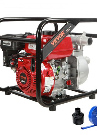 Gasoline Engine Water Pump, 2-inch, 7HP 142 GPM, 148ft Lift, 22ft Suction, 4-Stroke Gas Powered Trash Water Transfer Pump Portable High Pressure with 25ft Hose for Irrigation Pool, EPA Certified
