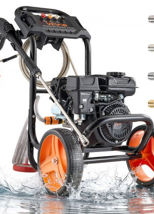 Gas Pressure Washer 2900 PSI and 1.85 Max GPM, Upgrade Aluminum Pump with Spray Gun and Wand, 4 Nozzle Set, Low Profile Power Washer for Cars, Fences, Driveways, Homes, Patios, Furniture