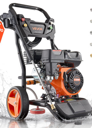 Gas Pressure Washer 3600 PSI and 2.6 Max GPM, Full Copper Pump, Spray Gun and Wand, 5 Nozzle Set, 26 ft Hose Gas Powered Pressure Washer for Cars, Fences, Driveways, Homes, Patios, Furniture