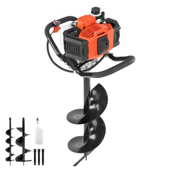 Gas Powered Post Hole Digger, 52cc Post Hole Auger with 6" & 10" Bits, 3 Extension Rods, 1450W Heavy-Duty Earth Auger for Fence Posts, Deck / Pergola Posts, Plant / Tree Planting, EPA Listed