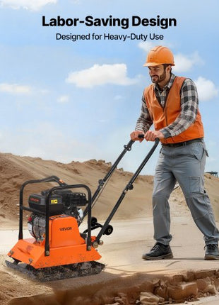 Plate Compactor, 6.5 HP 196CC Gas Engine, 5700 VPM Vibrating Ground Rammer, 4047 lbs Compaction Force, 21 x 16 in Plate, Walk Behind Compactor for Paver Landscaping, Asphalt, Foundation, Soil