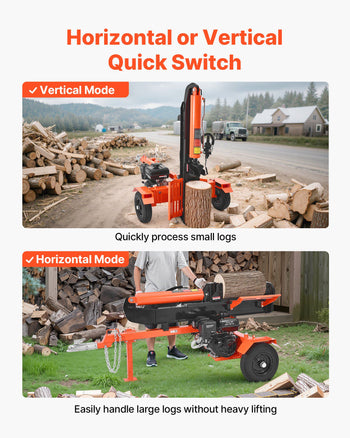 30 Tons Log Splitter, 306CC Engine, Powered Wood Splitter with 2" Ball Coupler, Auto Return, Vertical & Horizontal Mode, Firewood Splitting Wedge Machine for Forestry Harvest