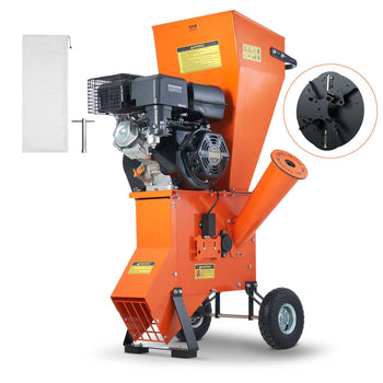 Wood Chipper Shredder Mulcher, 12 HP Heavy Duty Gas Powered, 2” Max Diameter 420cc 8.6 kW Engine Woodchipper, Fast Wood Chipping Chopping for Forestry, Gardens, Landscaping, CE/EMC/EPA Listed