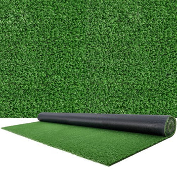 Artificial Grass, 12 x 7 ft Fake Grass Turf Rug, 0.6 in Pile Height Realistic Synthetic Lawn Carpet Roll Mat, Easy Clean Drainage Holes for Patio, Garden, Balcony, Outdoor Indoor Decor, Green