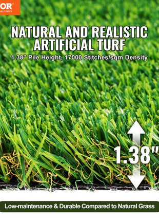 Artifical Grass, 6 x 10 ft Rug Green Turf, 1.38"Fake Door Mat Outdoor Patio Lawn Decoration, Easy to Clean with Drainage Holes, Perfect For Multi-Purpose Home Indoor Entryway Scraper Dog Mats