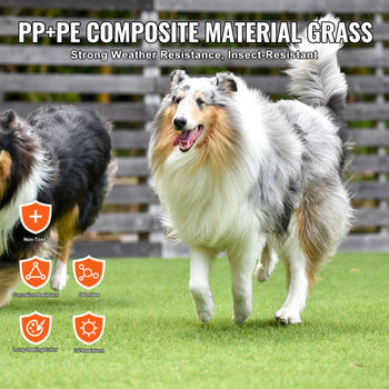 PP+PE composite material grass, green color, strong weather and insect resistance, perfect for pets and outdoor use.