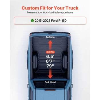 Soft Roll-Up Truck Bed Tonneau Cover, Compatible with 2015-2025 Ford F150 Styleside/Fleetside (Not Fit Flareside/Stepside), Fit 6.5 ft (6 ft 7 in/79 in) Bed, PVC Tonneau Cover with Aluminum Bars