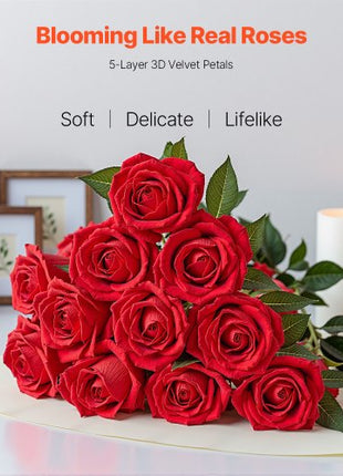 Artificial Flowers, 500 pcs Real Looking Red Foam Fake Roses Bulk, Faux Red Bridal Shower with Stems for DIY Wedding Bouquets, Home Centerpieces Arrangements, Party Tables Decorations
