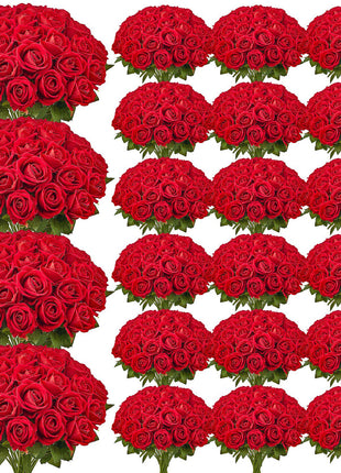 Artificial Flowers, 500 pcs Real Looking Red Foam Fake Roses Bulk, Faux Red Bridal Shower with Stems for DIY Wedding Bouquets, Home Centerpieces Arrangements, Party Tables Decorations