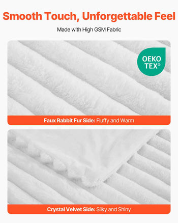 Throw Blanket, 50 x 60 Inches / 1270 x 1524 mm, Faux Fur Cozy Throw Blankets, Cute Small Fuzzy Throws, Lightweight Super Soft Bed Blanket, Ideal for Couch, Sofa, Bedroom, White