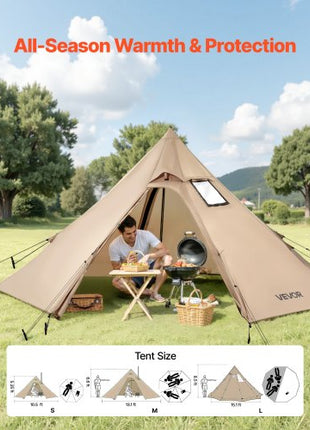 Hot Tent for 2 Persons, Portable Winter Tipi Tent with Stove Jack, Waterproof Camping Tents,  Lightweight 4 Season Shelter Tents for Hiking Fishing Backpacking, S Size