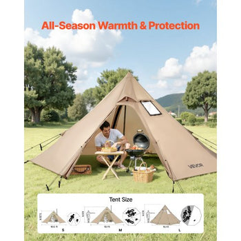 Hot Tent for 2 Persons, Portable Winter Tipi Tent with Stove Jack, Waterproof Camping Tents,  Lightweight 4 Season Shelter Tents for Hiking Fishing Backpacking, S Size