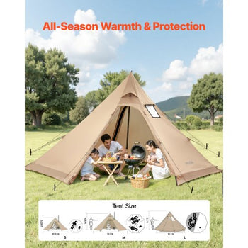 Hot Tent for 4 Persons, Portable Winter Tipi Tent with Stove Jack, Waterproof Camping Tents,  Lightweight 4 Season Shelter Tents for Hiking Fishing Backpacking, M Size