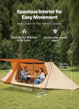 Camping Hot Tent, Lightweight Bushcraft Tent with Stove Jack & 2 Tarp Poles, Waterproof Winter Hot Tents Shelters, Portable 4 Season Tents for 2 Persons Hiking Fishing Hunting Backpacking