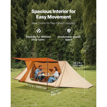 Camping Hot Tent, Lightweight Bushcraft Tent with Stove Jack & 2 Tarp Poles, Waterproof Winter Hot Tents Shelters, Portable 4 Season Tents for 2 Persons Hiking Fishing Hunting Backpacking