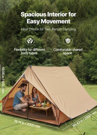 Camping Hot Tent, 2 Persons Cabin Tent with Stove Jack & Poles, Waterproof Winter Tents Shelters with Fireproof Ground Mat, Portable 4 Season Tents for Hiking Fishing Hunting Backpacking