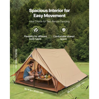 Camping Hot Tent, 2 Persons Cabin Tent with Stove Jack & Poles, Waterproof Winter Tents Shelters with Fireproof Ground Mat, Portable 4 Season Tents for Hiking Fishing Hunting Backpacking