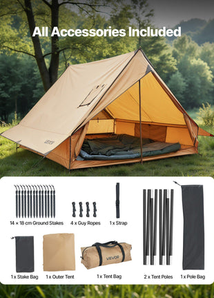 Camping Hot Tent, 2 Persons Cabin Tent with Stove Jack & Poles, Waterproof Winter Tents Shelters with Fireproof Ground Mat, Portable 4 Season Tents for Hiking Fishing Hunting Backpacking