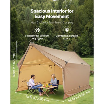Camping Hot Tent, 2 Persons Cabin Hot Tent with Stove Jack, Waterproof Winter Tents Shelters with Vents, Lightweight & Portable 4 Season Tents for Hiking Fishing Hunting Backpacking