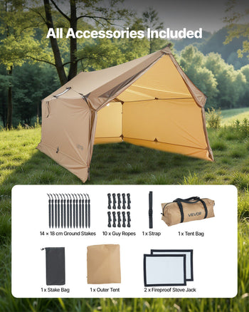 Camping Hot Tent, 2 Persons Cabin Hot Tent with Stove Jack, Waterproof Winter Tents Shelters with Vents, Lightweight & Portable 4 Season Tents for Hiking Fishing Hunting Backpacking
