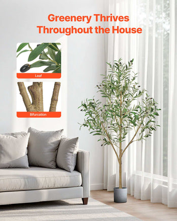 5FT Artificial Olive Tree with Black Pot, Tall Fake Tree with Natural Wood Trunk & Realistic Green Leaves and Fruits, Indoor Faux Plant for Home, Office, Living Room, Corner Decor