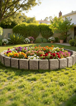 Faux Stone Landscape Edging, 47.2 x 9 in Realistic Lawn Edging, Flexible Brick-Sized Garden Edging Border with Anchoring Spikes, Fade-Resistant Yard Edging for Driveways Walkway Beige