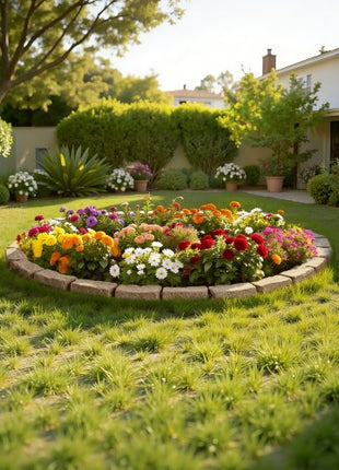 Faux Stone Landscape Edging, 46.4 x 2.2 in Realistic Lawn Edging, Flexible Brick-Sized Garden Edging Border with Anchoring Spikes, Fade-Resistant Yard Edging for Driveways Walkway Beige