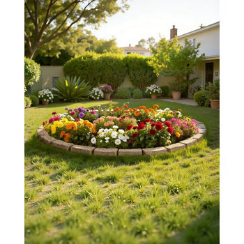 Faux Stone Landscape Edging, 46.4 x 2.2 in Realistic Lawn Edging, Flexible Brick-Sized Garden Edging Border with Anchoring Spikes, Fade-Resistant Yard Edging for Driveways Walkway Beige