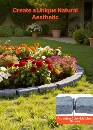 Faux Stone Landscape Edging, 46.4 x 2.2 in Realistic Lawn Edging, Flexible Brick-Sized Garden Edging Border with Anchoring Spikes, Fade-Resistant Yard Edging for Driveways Walkway Grey