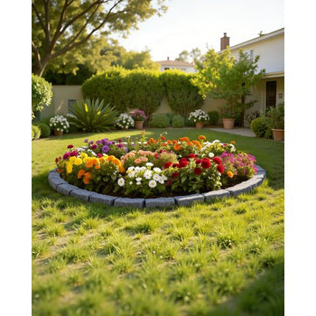 Faux Stone Landscape Edging, 46.4 x 2.2 in Realistic Lawn Edging, Flexible Brick-Sized Garden Edging Border with Anchoring Spikes, Fade-Resistant Yard Edging for Driveways Walkway Grey