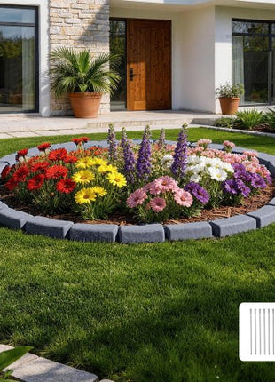 Faux Stone Landscape Edging, 15.5 ft Kit, No Dig Garden Edging Border, Blocks for Lawn, Flower Beds, Yards, 4 Pack Each Section Has 6 Bricks 46.46"L x 3.74"W x 2.24"H, 12 Spikes & End Cap, Gray
