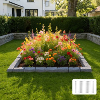 Faux Stone Landscape Edging, 15.5 ft Kit, No Dig Garden Edging Border, Blocks for Lawn, Flower Beds, Yard, 4 Pack Each Section Has 6 Bricks 46.46"L x 3.74"W x 2.24"H, 16 Spikes & 4 Corners, Gray