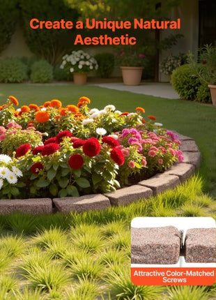 Faux Stone Landscape Edging, 46.4 x 2.2 in Realistic Lawn Edging, Flexible Brick-Sized Garden Edging Border with Anchoring Spikes, Fade-Resistant Yard Edging for Driveways Walkway Brown