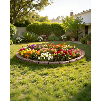Faux Stone Landscape Edging, 46.4 x 2.2 in Realistic Lawn Edging, Flexible Brick-Sized Garden Edging Border with Anchoring Spikes, Fade-Resistant Yard Edging for Driveways Walkway Brown