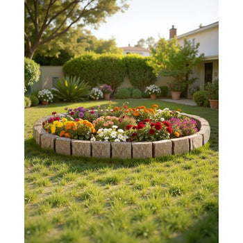Faux Stone Landscape Edging 46.8 x 3.9 in Realistic Lawn Edging, Flexible Brick-Sized Garden Edging Border with Anchoring Spikes, Fade-Resistant Yard Edging for Driveways Walkway Beige