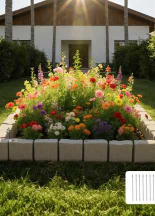 Faux Stone Landscape Edging, 15.5 ft Kit, No Dig Garden Edging Border, Blocks for Lawn, Flower Beds, Yard, 4 Pack Each Section Has 6 Bricks 46.85"L x 3.94"W x 6.1"H, 12 Spikes & 4 Corners, Beige