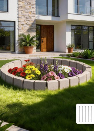 Faux Stone Landscape Edging, 15.5 ft Kit, No Dig Garden Edging Border, Blocks for Lawn, Flower Beds, Yards, 4 Pack Each Section Has 6 Bricks 46.85"L x 3.94"W x 6.1"H, 9 Spikes & End Cap, Beige